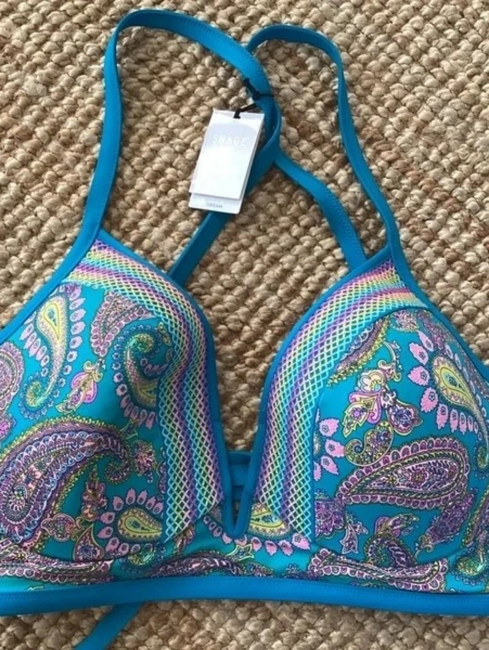 Shade & Shore Turquoise Paisley Strappy Bikini Set
